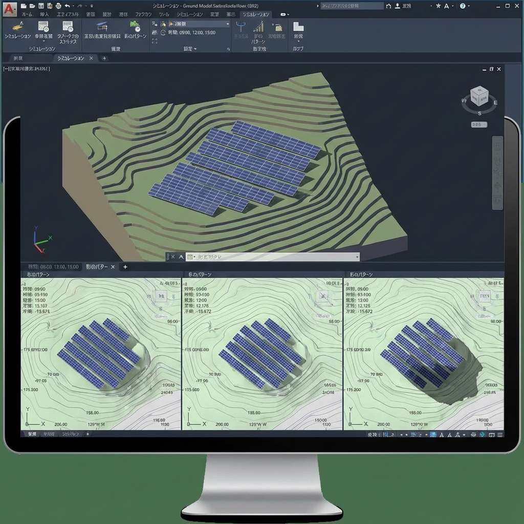 3D地形データを活用した精緻な日影シミュレーション解析結果